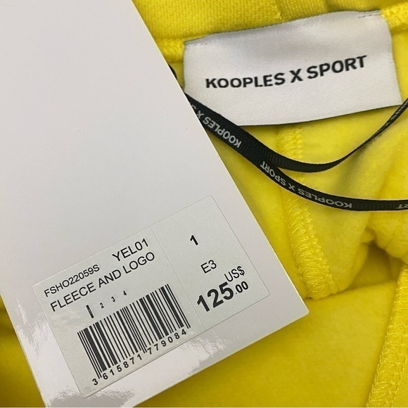 NEW The Kooples x Sport Neon Yellow Logo Fleece Sweat Shorts - Picture 7 of 8